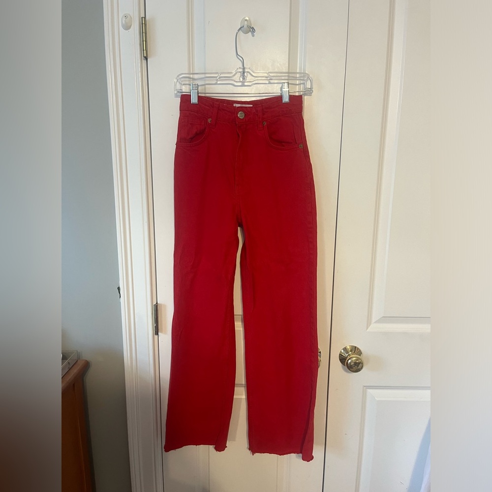 ZARA Wide Leg Red Jeans